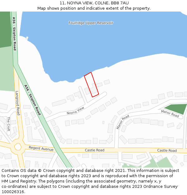 11, NOYNA VIEW, COLNE, BB8 7AU: Location map and indicative extent of plot