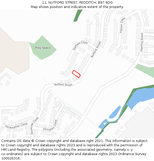 11, NUTFORD STREET, REDDITCH, B97 6DG: Location map and indicative extent of plot