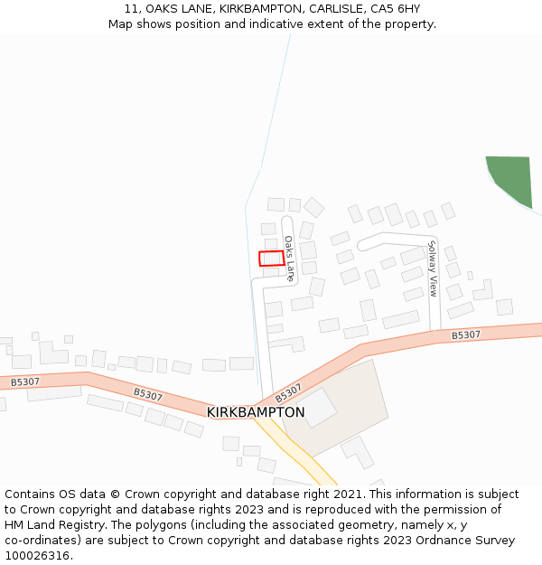 11, OAKS LANE, KIRKBAMPTON, CARLISLE, CA5 6HY: Location map and indicative extent of plot