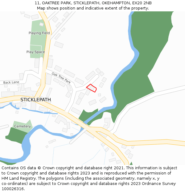 11, OAKTREE PARK, STICKLEPATH, OKEHAMPTON, EX20 2NB: Location map and indicative extent of plot