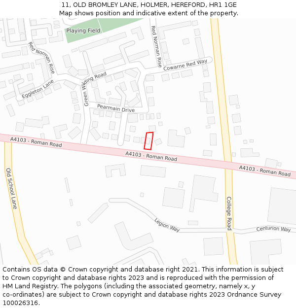 11, OLD BROMLEY LANE, HOLMER, HEREFORD, HR1 1GE: Location map and indicative extent of plot