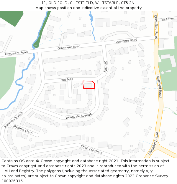 11, OLD FOLD, CHESTFIELD, WHITSTABLE, CT5 3NL: Location map and indicative extent of plot