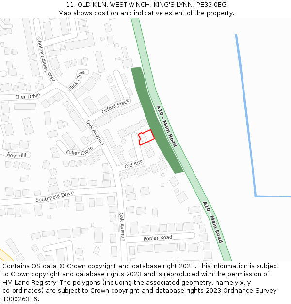 11, OLD KILN, WEST WINCH, KING'S LYNN, PE33 0EG: Location map and indicative extent of plot