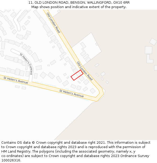 11, OLD LONDON ROAD, BENSON, WALLINGFORD, OX10 6RR: Location map and indicative extent of plot