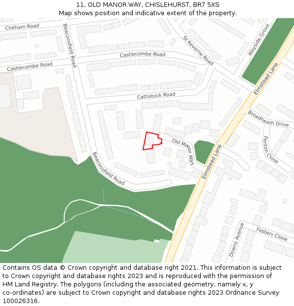 11, OLD MANOR WAY, CHISLEHURST, BR7 5XS: Location map and indicative extent of plot