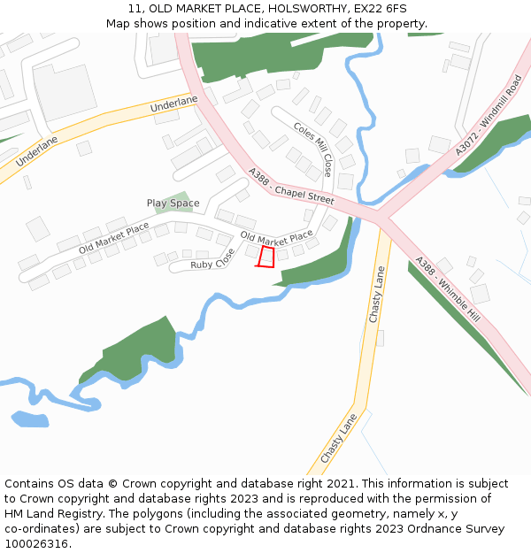 11, OLD MARKET PLACE, HOLSWORTHY, EX22 6FS: Location map and indicative extent of plot
