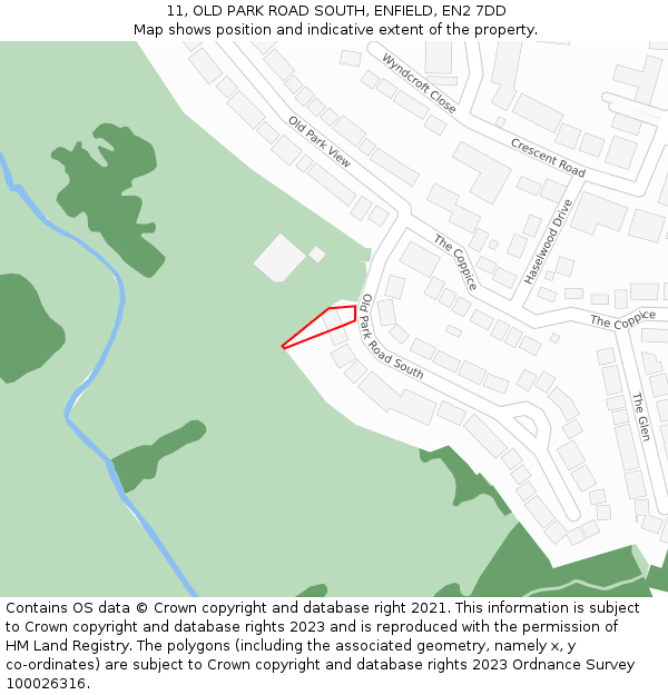11, OLD PARK ROAD SOUTH, ENFIELD, EN2 7DD: Location map and indicative extent of plot