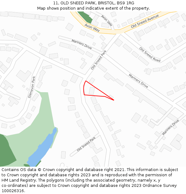 11, OLD SNEED PARK, BRISTOL, BS9 1RG: Location map and indicative extent of plot