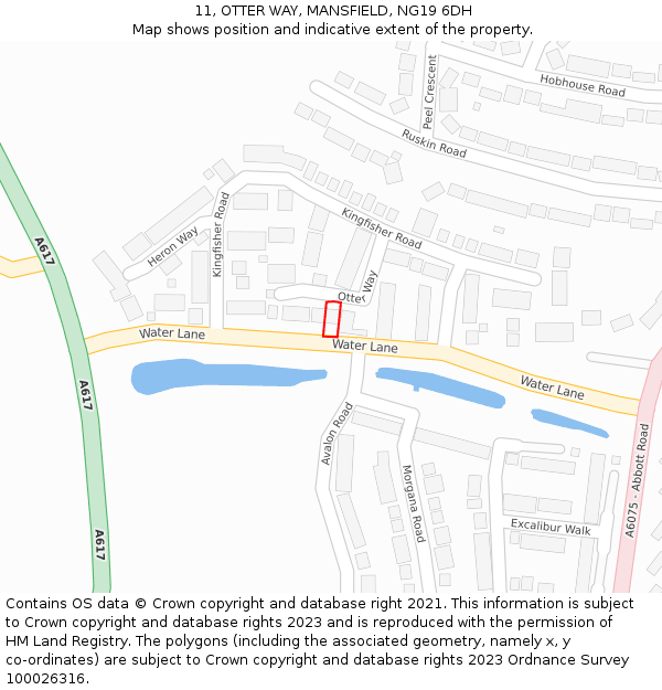 11, OTTER WAY, MANSFIELD, NG19 6DH: Location map and indicative extent of plot