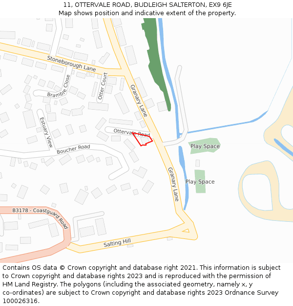 11, OTTERVALE ROAD, BUDLEIGH SALTERTON, EX9 6JE: Location map and indicative extent of plot