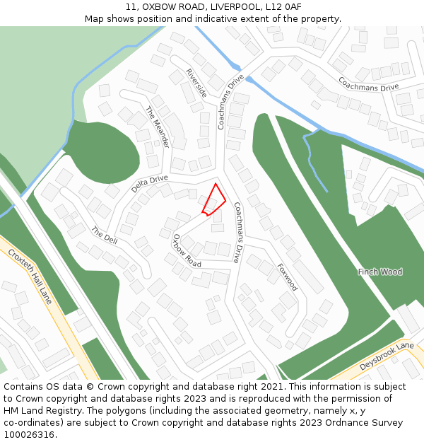 11, OXBOW ROAD, LIVERPOOL, L12 0AF: Location map and indicative extent of plot