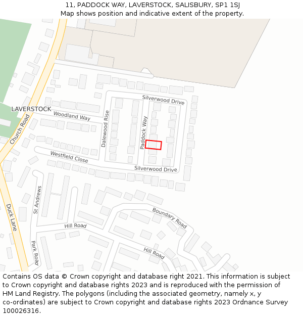 11, PADDOCK WAY, LAVERSTOCK, SALISBURY, SP1 1SJ: Location map and indicative extent of plot