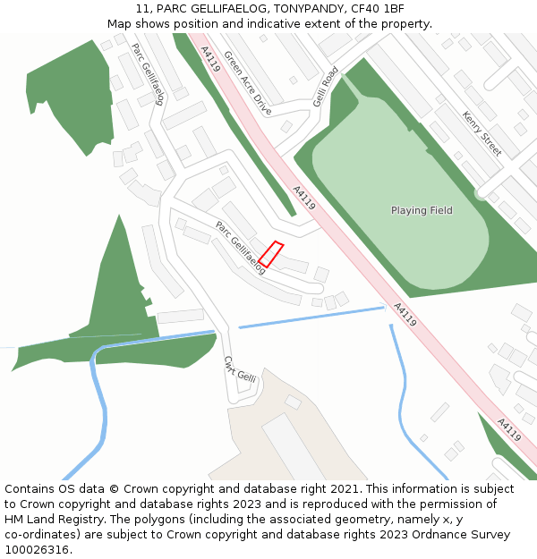 11, PARC GELLIFAELOG, TONYPANDY, CF40 1BF: Location map and indicative extent of plot