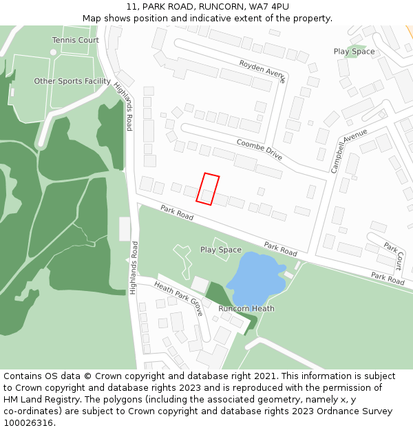 11, PARK ROAD, RUNCORN, WA7 4PU: Location map and indicative extent of plot