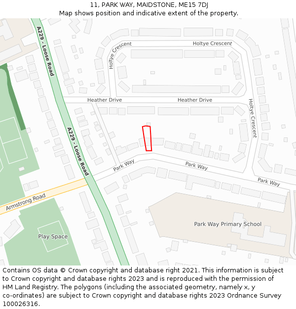 11, PARK WAY, MAIDSTONE, ME15 7DJ: Location map and indicative extent of plot