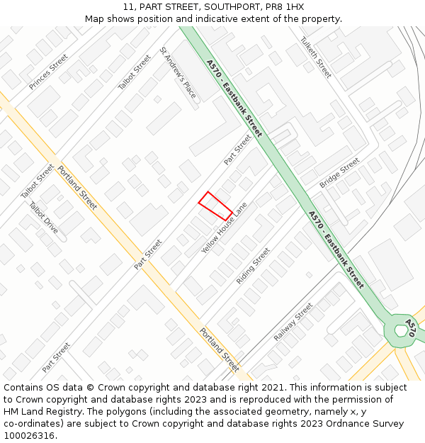 11, PART STREET, SOUTHPORT, PR8 1HX: Location map and indicative extent of plot