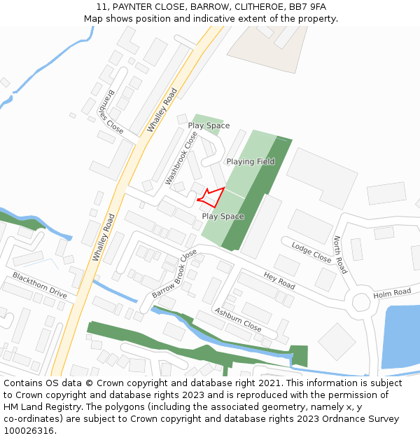 11, PAYNTER CLOSE, BARROW, CLITHEROE, BB7 9FA: Location map and indicative extent of plot
