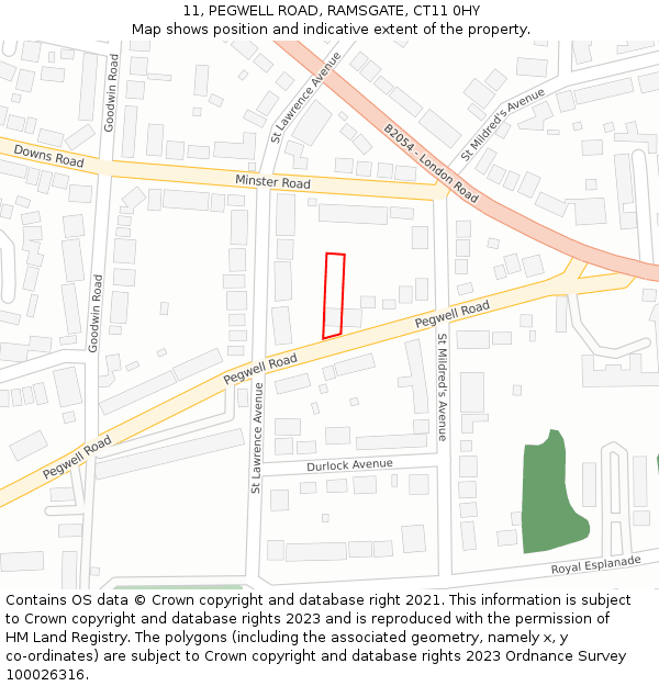 11, PEGWELL ROAD, RAMSGATE, CT11 0HY: Location map and indicative extent of plot