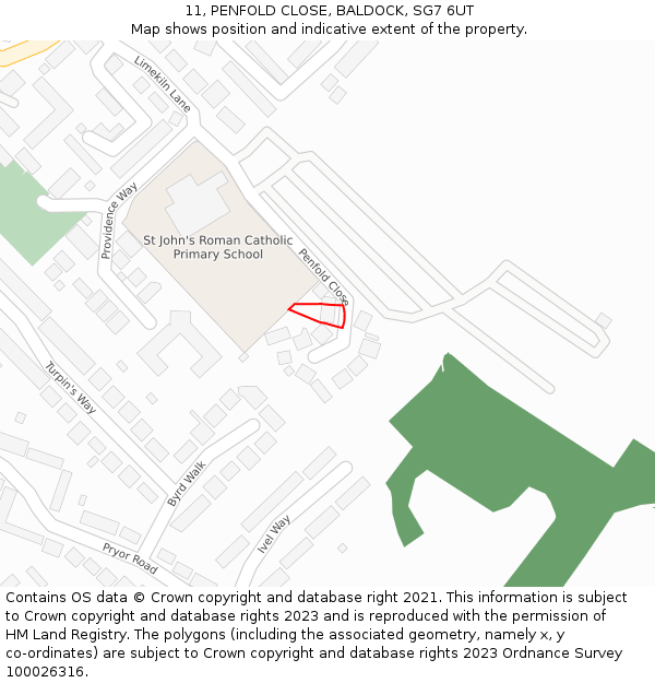 11, PENFOLD CLOSE, BALDOCK, SG7 6UT: Location map and indicative extent of plot