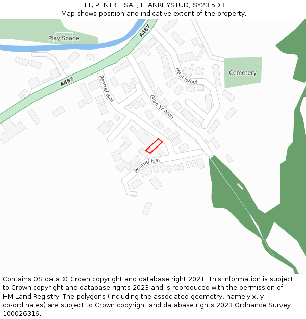 11, PENTRE ISAF, LLANRHYSTUD, SY23 5DB: Location map and indicative extent of plot