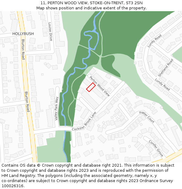 11, PERTON WOOD VIEW, STOKE-ON-TRENT, ST3 2SN: Location map and indicative extent of plot