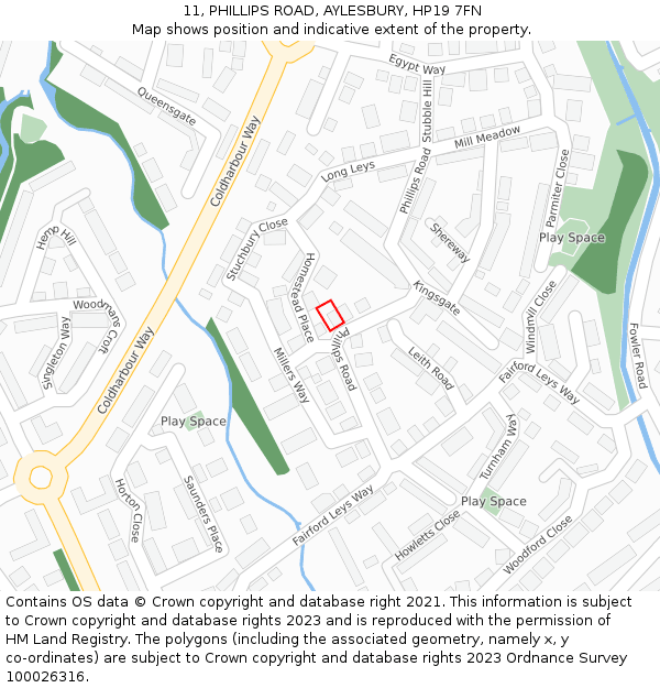 11, PHILLIPS ROAD, AYLESBURY, HP19 7FN: Location map and indicative extent of plot