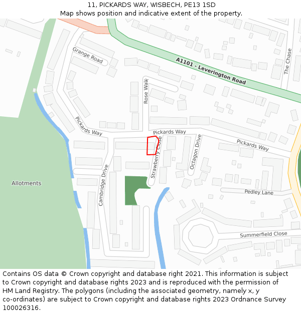 11, PICKARDS WAY, WISBECH, PE13 1SD: Location map and indicative extent of plot