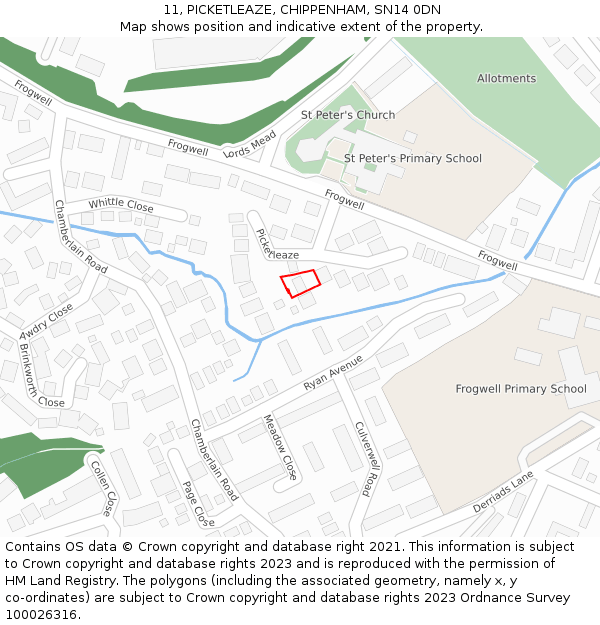 11, PICKETLEAZE, CHIPPENHAM, SN14 0DN: Location map and indicative extent of plot