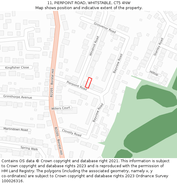 11, PIERPOINT ROAD, WHITSTABLE, CT5 4NW: Location map and indicative extent of plot