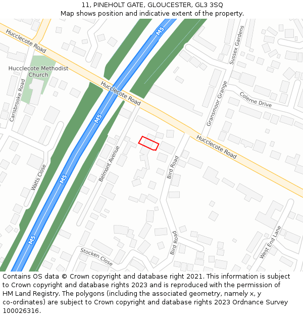 11, PINEHOLT GATE, GLOUCESTER, GL3 3SQ: Location map and indicative extent of plot