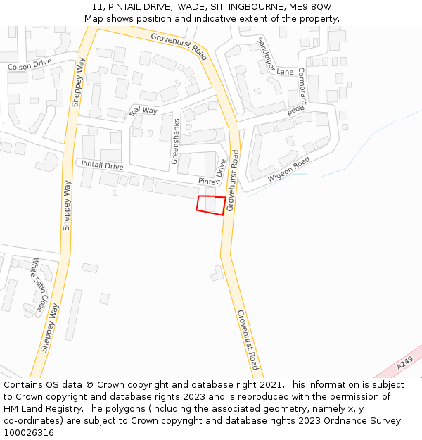 11, PINTAIL DRIVE, IWADE, SITTINGBOURNE, ME9 8QW: Location map and indicative extent of plot