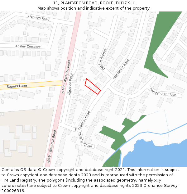 11, PLANTATION ROAD, POOLE, BH17 9LL: Location map and indicative extent of plot