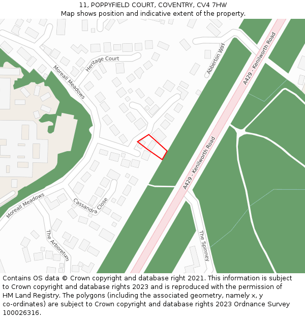 11, POPPYFIELD COURT, COVENTRY, CV4 7HW: Location map and indicative extent of plot