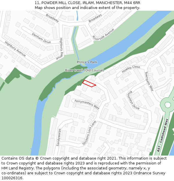 11, POWDER MILL CLOSE, IRLAM, MANCHESTER, M44 6RR: Location map and indicative extent of plot