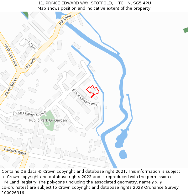 11, PRINCE EDWARD WAY, STOTFOLD, HITCHIN, SG5 4PU: Location map and indicative extent of plot