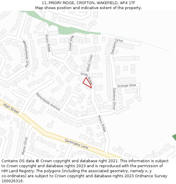 11, PRIORY RIDGE, CROFTON, WAKEFIELD, WF4 1TF: Location map and indicative extent of plot