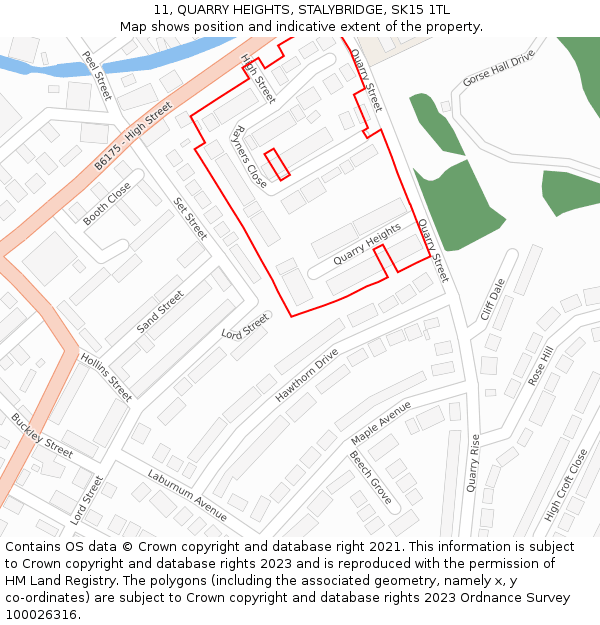 11, QUARRY HEIGHTS, STALYBRIDGE, SK15 1TL: Location map and indicative extent of plot