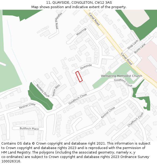 11, QUAYSIDE, CONGLETON, CW12 3AS: Location map and indicative extent of plot