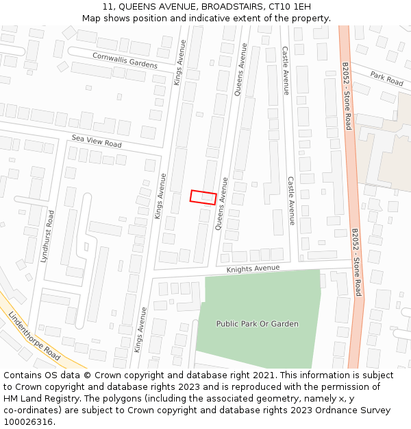 11, QUEENS AVENUE, BROADSTAIRS, CT10 1EH: Location map and indicative extent of plot