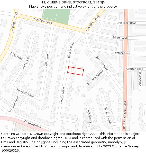 11, QUEENS DRIVE, STOCKPORT, SK4 3JN: Location map and indicative extent of plot