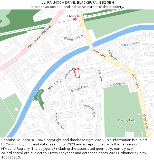 11, RANNOCH DRIVE, BLACKBURN, BB2 5BH: Location map and indicative extent of plot