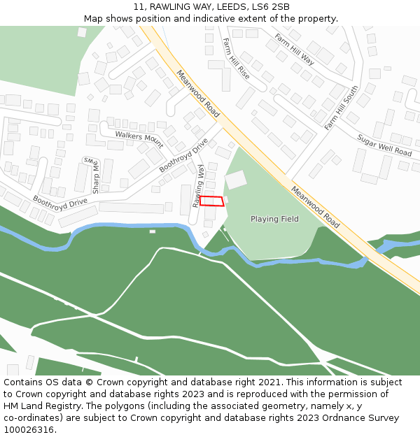 11, RAWLING WAY, LEEDS, LS6 2SB: Location map and indicative extent of plot