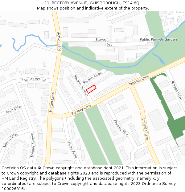 11, RECTORY AVENUE, GUISBOROUGH, TS14 6QL: Location map and indicative extent of plot