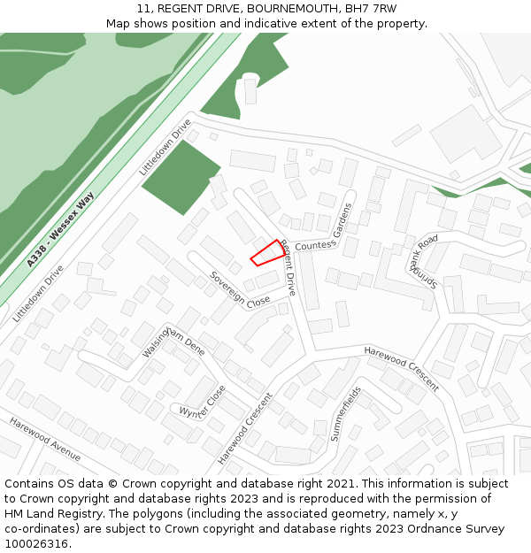 11, REGENT DRIVE, BOURNEMOUTH, BH7 7RW: Location map and indicative extent of plot