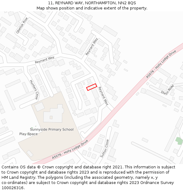 11, REYNARD WAY, NORTHAMPTON, NN2 8QS: Location map and indicative extent of plot