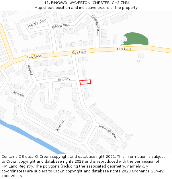11, RINGWAY, WAVERTON, CHESTER, CH3 7NN: Location map and indicative extent of plot