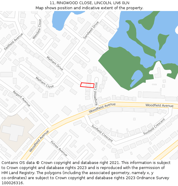 11, RINGWOOD CLOSE, LINCOLN, LN6 0LN: Location map and indicative extent of plot