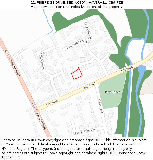 11, RISBRIDGE DRIVE, KEDINGTON, HAVERHILL, CB9 7ZE: Location map and indicative extent of plot