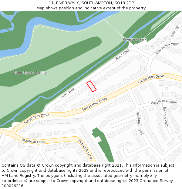 11, RIVER WALK, SOUTHAMPTON, SO18 2DP: Location map and indicative extent of plot