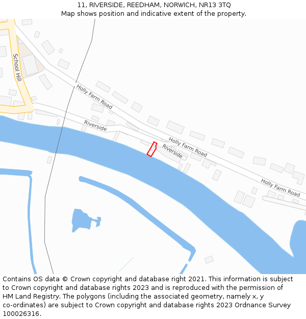11, RIVERSIDE, REEDHAM, NORWICH, NR13 3TQ: Location map and indicative extent of plot